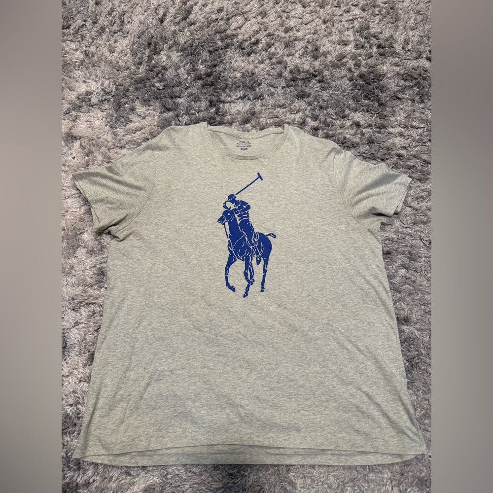 Polo by Ralph Lauren Heather Gray Tee with Navy Logo